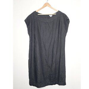 J. Jill Love Linen Black Shift Dress Short Sleeve Lightweight Minimalist Tunic